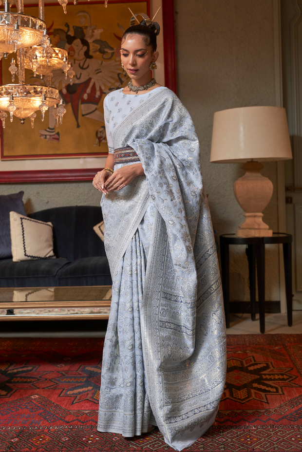 Sheen of Pearls - Ice Blue (SAREE)