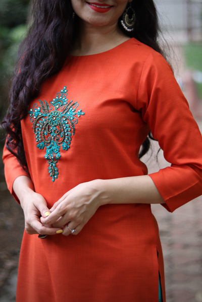 embroidered cotton kurti
