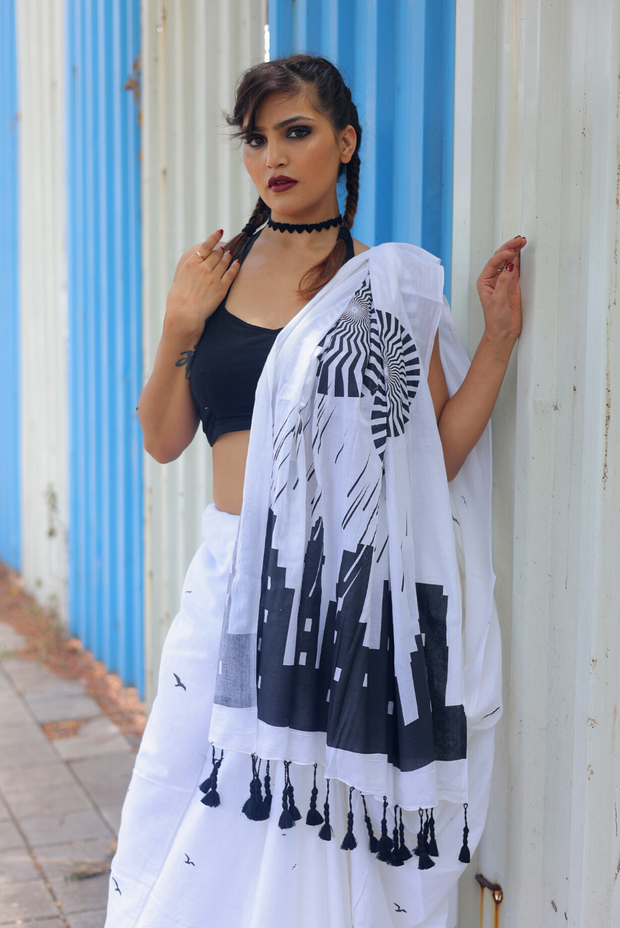 The Rumbling Clouds - White (SAREE)