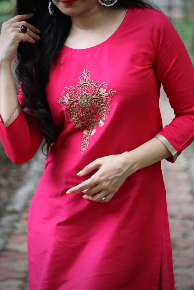 Embroidered South Silk Kurti