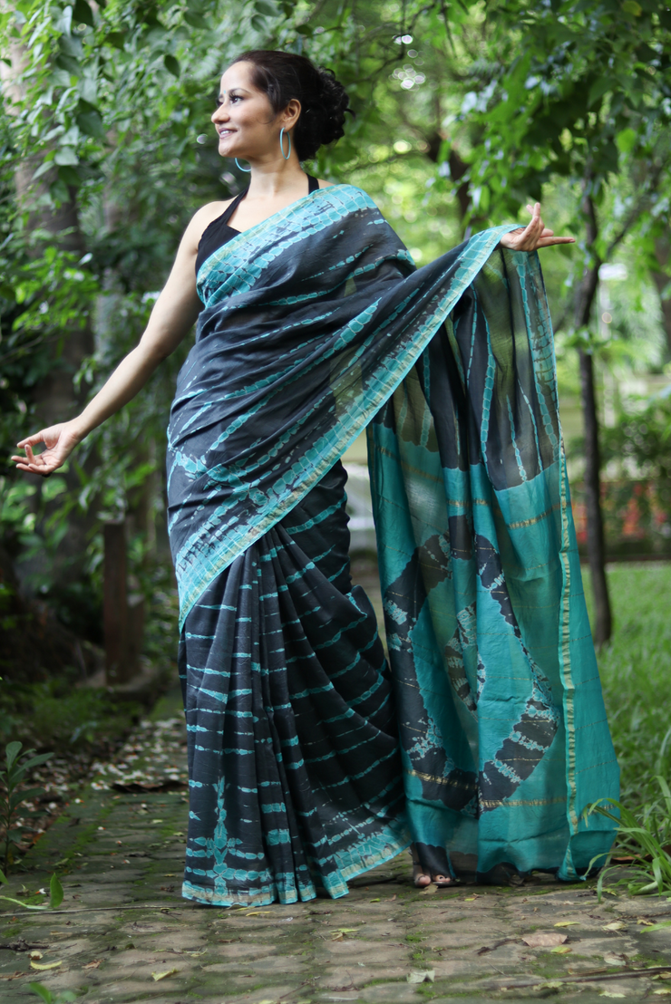 Tie & Dye Chanderi Silk Saree